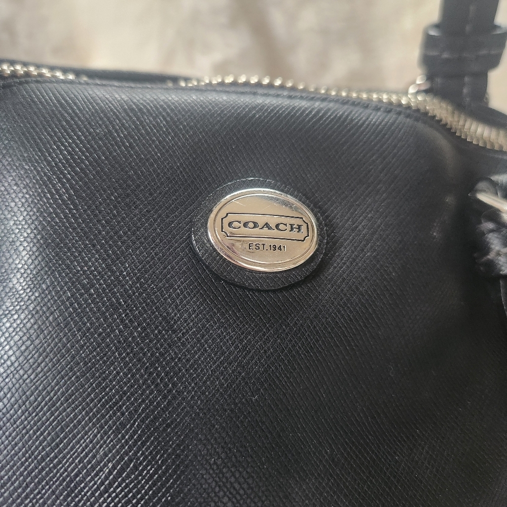Coach Black Peyton Leather Cora Domed Satchel - Picture 2 of 16